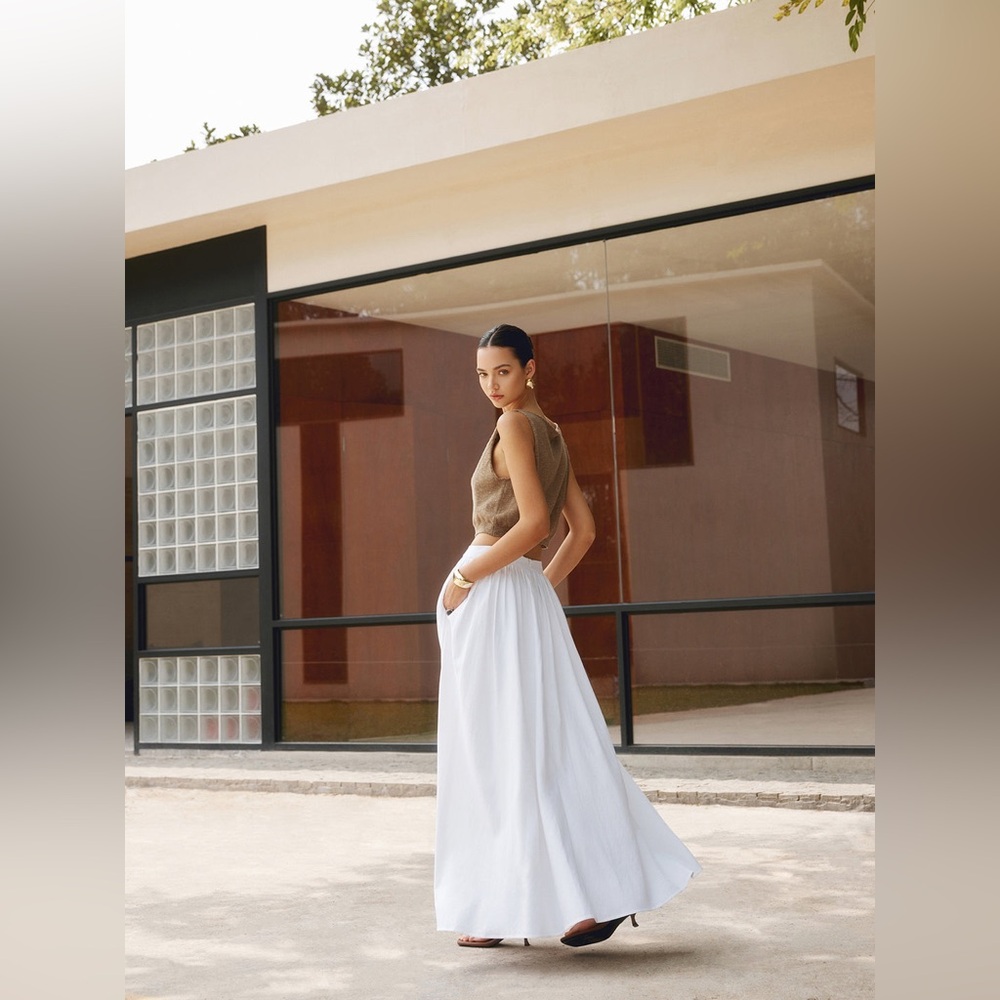 Commense White A-Line Full Maxi Skirt - Picture 3 of 11